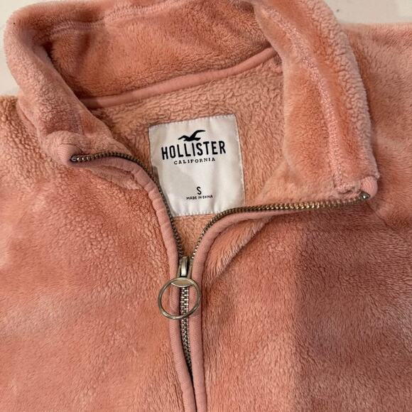 Hollister Half Zip Cropped Pullover Sweater Women's Small Fleece Pink Coquette - Picture 3 of 9